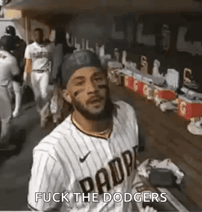 Man In Padres Uniform Says Fuck The Dodgers GIF