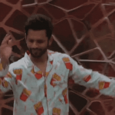 Man In Pajama Shirt With French Fries GIF