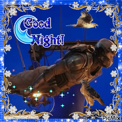 Man In Parachute With Words Good Night GIF