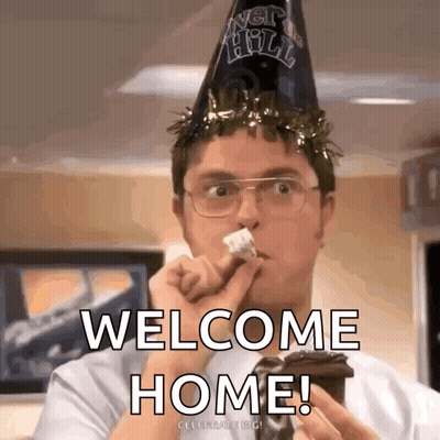Man In Party Hat Eating Cupcake GIF