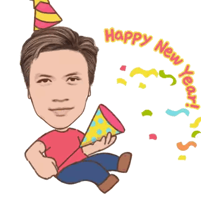Man In Party Hat Holding Confetti Cannon Sticker