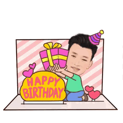 Man In Party Hat Holding Gift Box Sticker