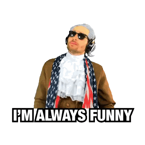 Man In Patriotic Costume Saying Im Always Funny Sticker