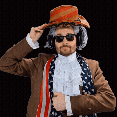 Man In Patriotic Hat Adjusting Top Hat GIF