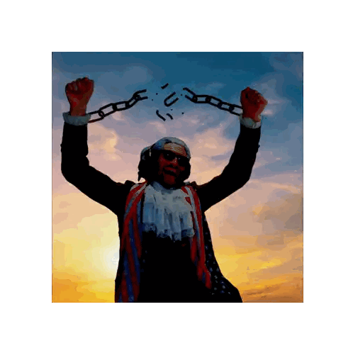 Man In Patriotic Suit Holding Chains Sticker