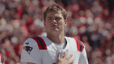 Man In Patriots Jersey Hand On Chest GIF