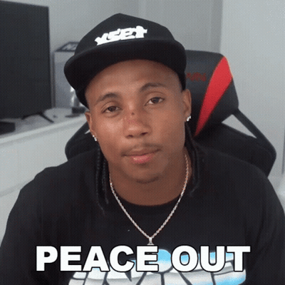 Man In Peace Out Shirt And Hat GIF