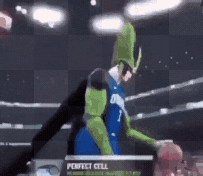 Man In Perfect Cell Costume Playing Basketball GIF