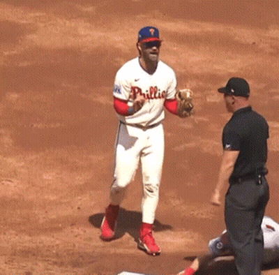 Man In Phillies Jersey Walking On Field GIF