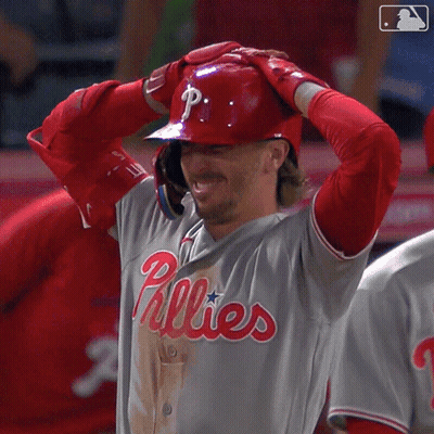 Man In Phillies Uniform Hands Behind Head GIF