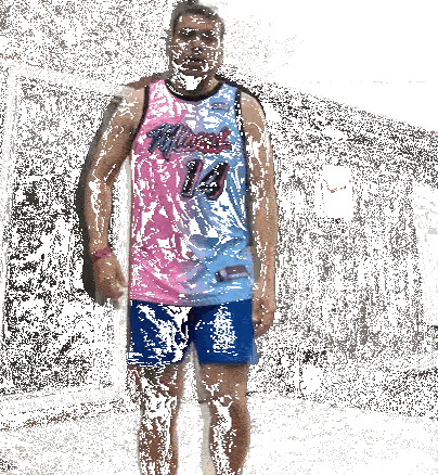 Man In Pink And Blue Jersey 14 Sticker