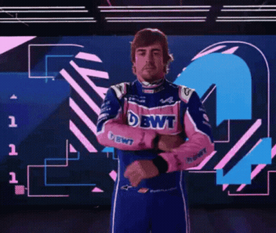 Man In Pink And Blue Racing Suit BWT GIF