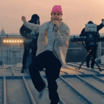 Man In Pink Beanie Singing GIF