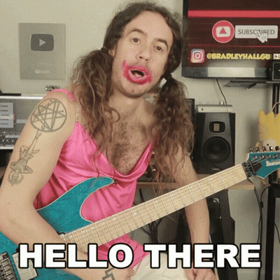 Man In Pink Dress Holding Guitar Hello There GIF