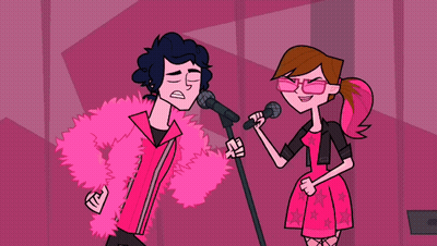 Man In Pink Fur Coat Singing With Woman In Pink Dress GIF