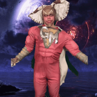 Man In Pink GM Costume GIF