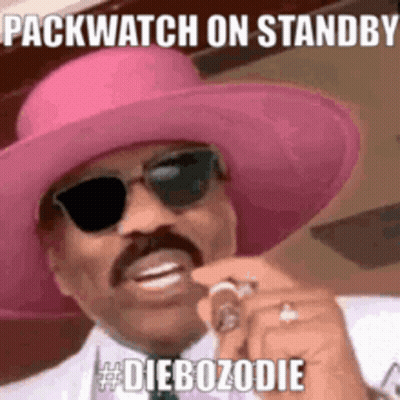 Man In Pink Hat Sunglasses Packwatch On Standby Diebozodie GIF