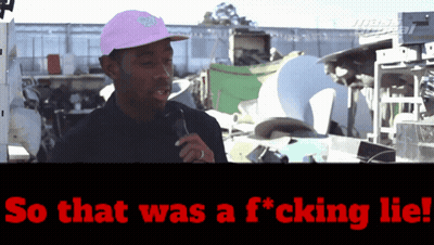 Man In Pink Hat Talking Into Microphone Saying So That Was A F*cking Lie GIF