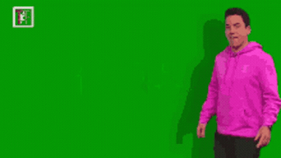 Man In Pink Hoodie Pointing At Green Screen GIF