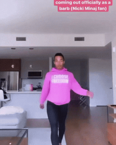 Man In Pink Hoodie Saying Choose Freedom Walking GIF