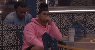 Man In Pink Hoodie Sits In Chair GIF