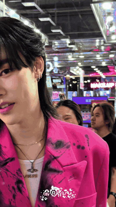 Man In Pink Jacket With Viktor Necklace GIF