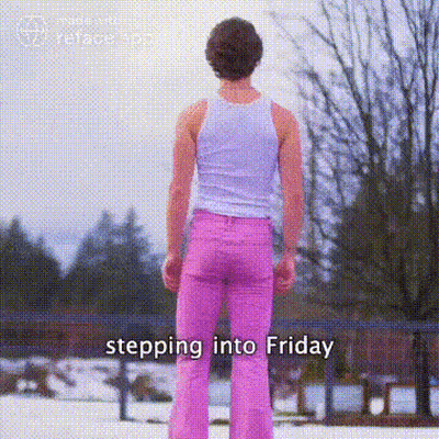Man In Pink Pants And White Tank Top In Snow GIF