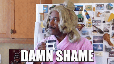 Man In Pink Robe Holding Coffee Says Damn Shame GIF