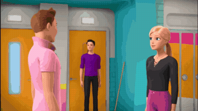 Man In Pink Shirt And Woman In Black Top GIF