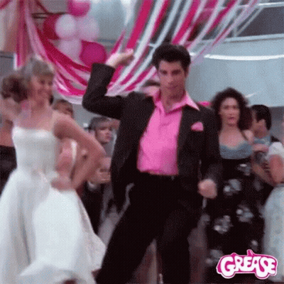 Man In Pink Shirt Dancing With Woman In White Dress GIF