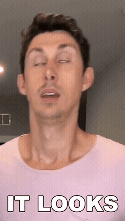 Man In Pink Shirt Funny Face Eyes Closed It Looks GIF