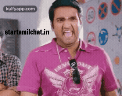 Man In Pink Shirt Making Funny Face Starttamilchat.in GIF