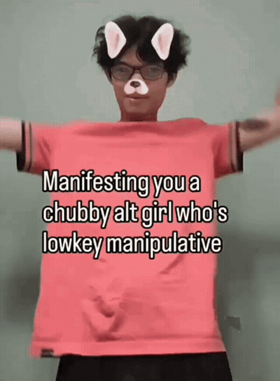 Man In Pink Shirt Manifesting You A Chubby Alt Girl Who's Low Key Manipulative GIF