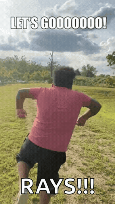 Man In Pink Shirt Running Says Let's Goooo Rays GIF