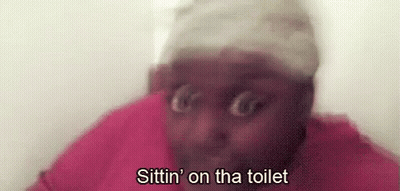 Man In Pink Shirt Saying Sittin' On The Toilet GIF