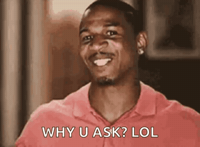 Man In Pink Shirt Saying Why U Ask Lol GIF