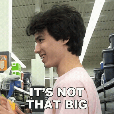 Man In Pink Shirt Says It's Not That Big In Store GIF