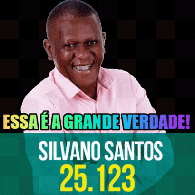 Man In Pink Shirt Smiling In Front Of Banner Essa E A Grande Verdade GIF