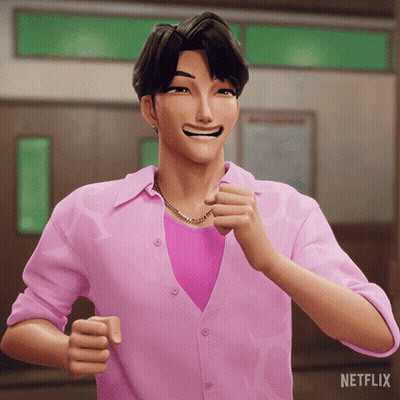 Man In Pink Shirt Smiling With Netflix Logo GIF