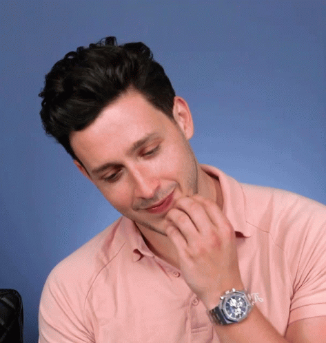 Man In Pink Shirt Wearing Silver Watch GIF