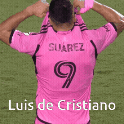 Man In Pink Shirt With Number 9 On Back GIF