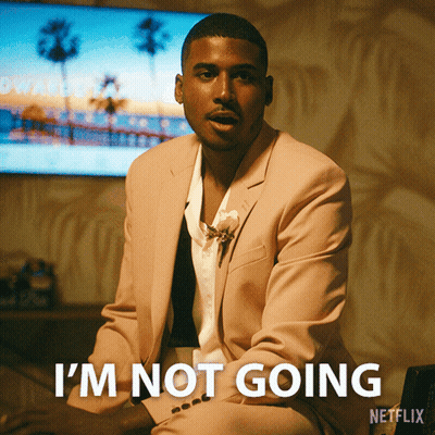 Man In Pink Suit Says I'm Not Going On A Netflix Poster GIF
