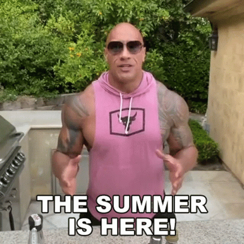 Man In Pink Tank Top And Sunglasses Says The Summer Is Here GIF