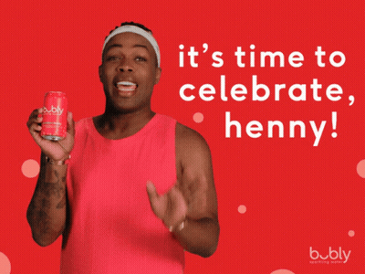 Man In Pink Tank Top Holding Bubbly Soda GIF