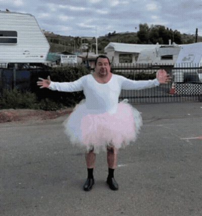 Man In Pink Tutu And White Shirt GIF