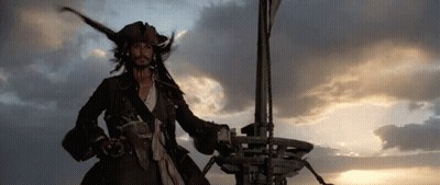 Man In Pirate Costume At Sunset GIF