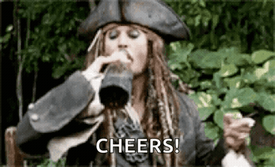Man In Pirate Costume Drinking Cheers GIF