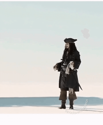 Man In Pirate Costume On Beach GIF