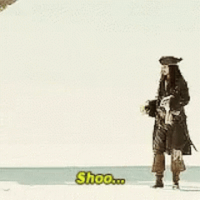 Man In Pirate Costume Saying Shoo GIF