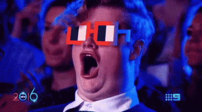 Man In Pixelated Glasses Yawning In Crowd GIF